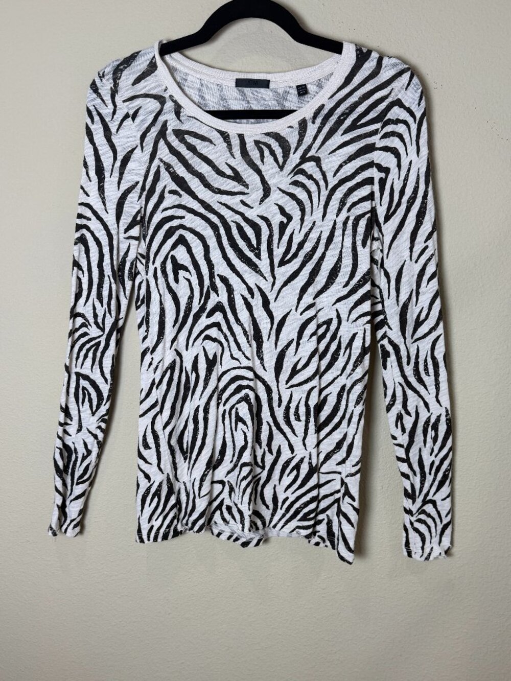 ATM Brand Zebra Animal Print Lightweight Sweater Long Sleeve Top Size XS